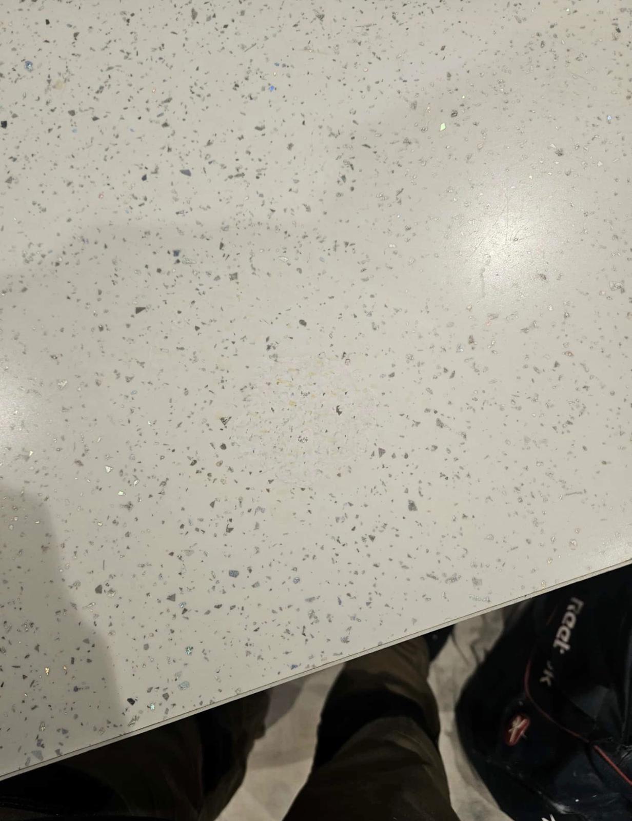 Quartz worktop burn — after repair