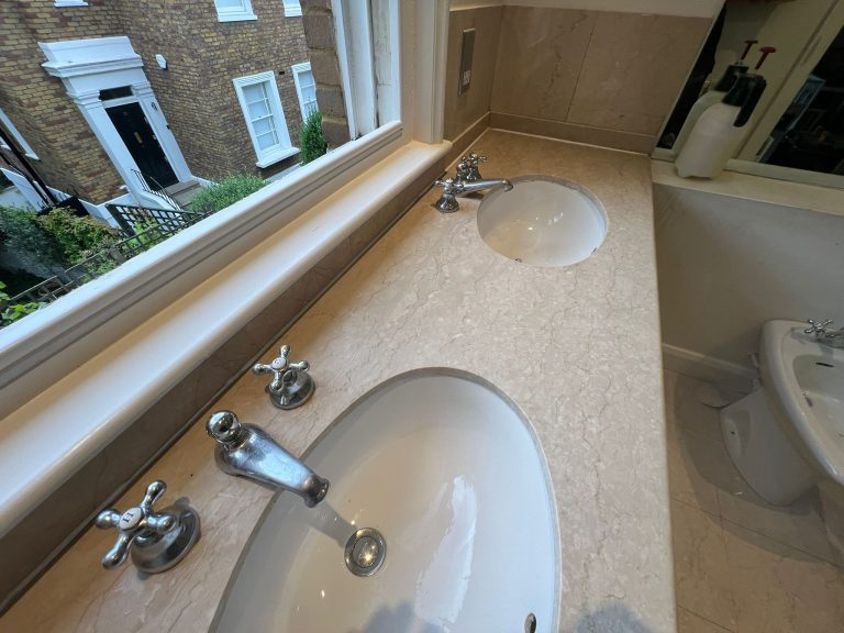 Marble vanity top — after repair