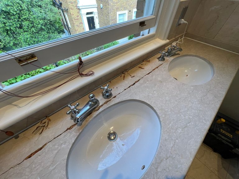 Marble vanity top — before repair